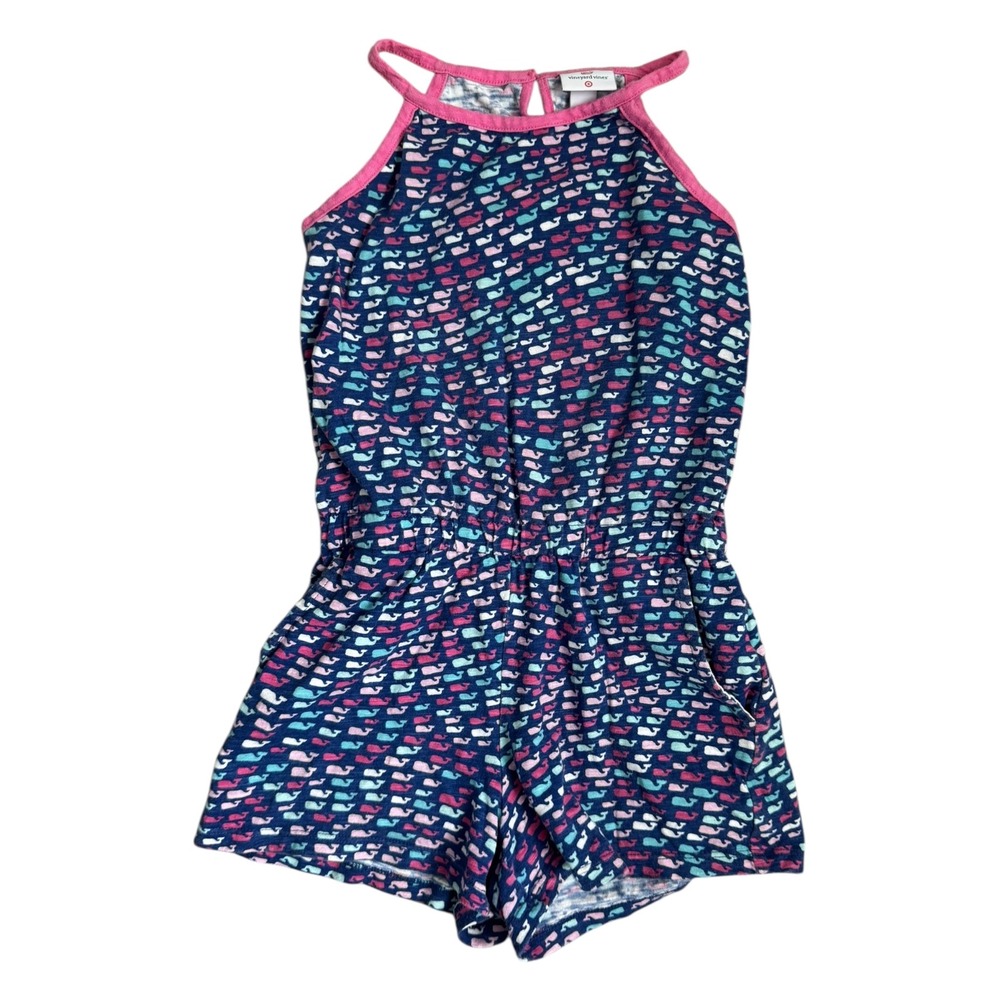 Vineyard Vines for Target Girls Whale Print Halter Romper 6X Navy Pink Size S‎ 6